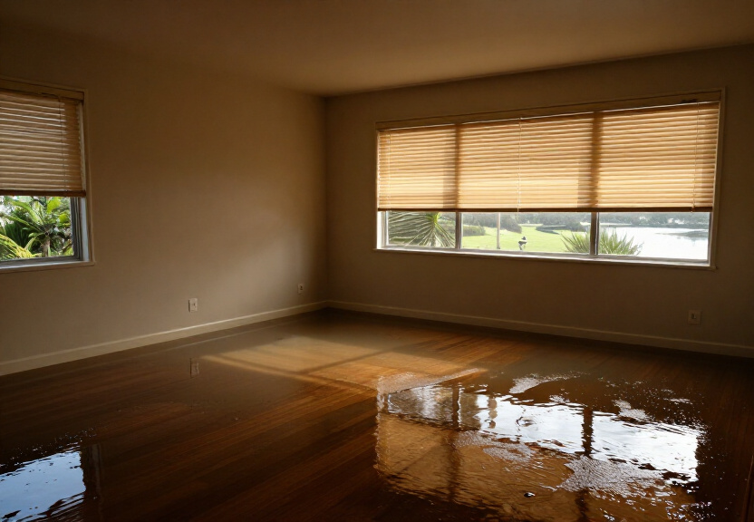 Water-damaged carpet in Clovelly unit before drying